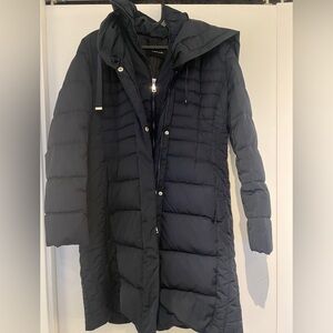 Tahari Double Layer Puffer Coat Dark Navy
